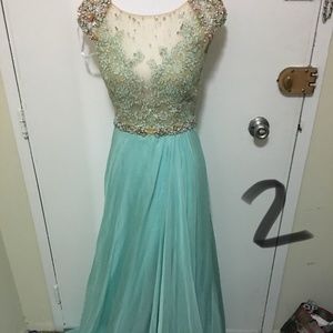 MacDuggal Ice Blue/Gold size 2 with chiffon skirt